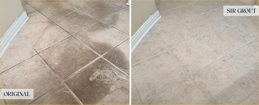 Floor Before and After a Superb Tile Cleaning in Franklin, TN