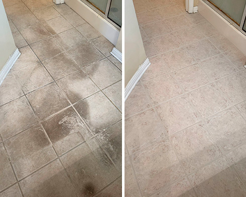 Floor Before and After a Tile Cleaning in Franklin, TN 