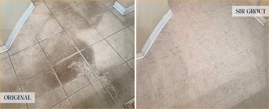 Floor Before and After an Excellent Tile Cleaning in Franklin, TN