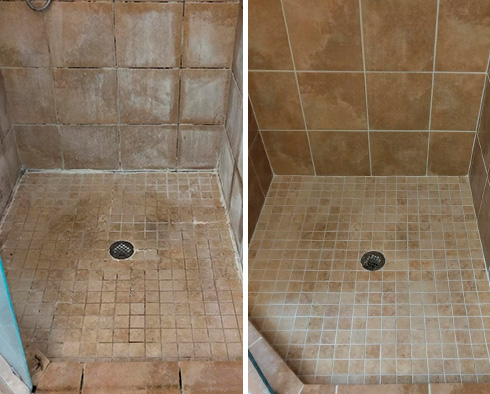 Shower Before and After a Tile Cleaning in Belle Meade, TN