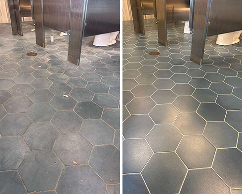 Bathroom Floor Before and After Our Nolensville Tile Sealing Service