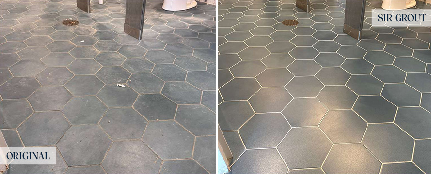 Bathroom Floor Before and After Our Nolensville Tile Sealing Service