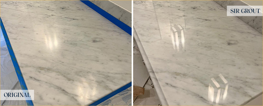 Marble Vanity Before and After a Stone Polishing in Nashville