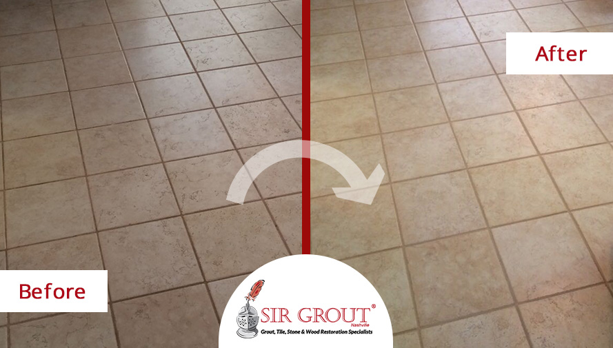 Before and After Pictures of a Grout Cleaning Job in Nashville, TN