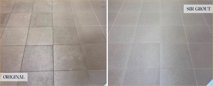Tile Floor Before and After Our Franklin Tile and Grout Cleaners Service