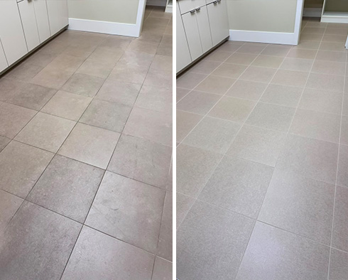 Tile Floor Before and After Our Franklin Tile and Grout Cleaners Work