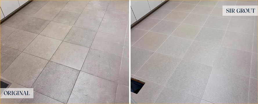 Tile Floor Before and After Our Franklin Tile and Grout Cleaners Work
