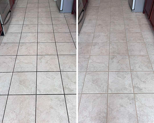 Floor Before and After a Grout Sealing in Murfreesboro, TN