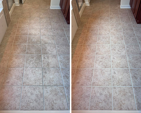 Bathroom Floor Before and After a Service from Our Tile and Grout Cleaners in Nashville