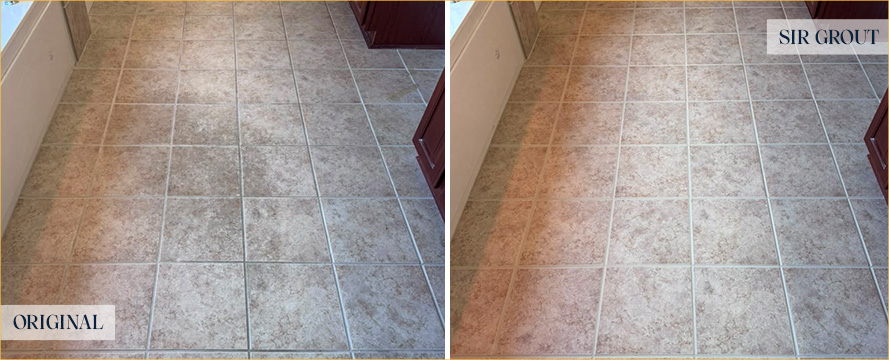 Bathroom Floor Before and After a Service from Our Tile and Grout Cleaners in Nashville