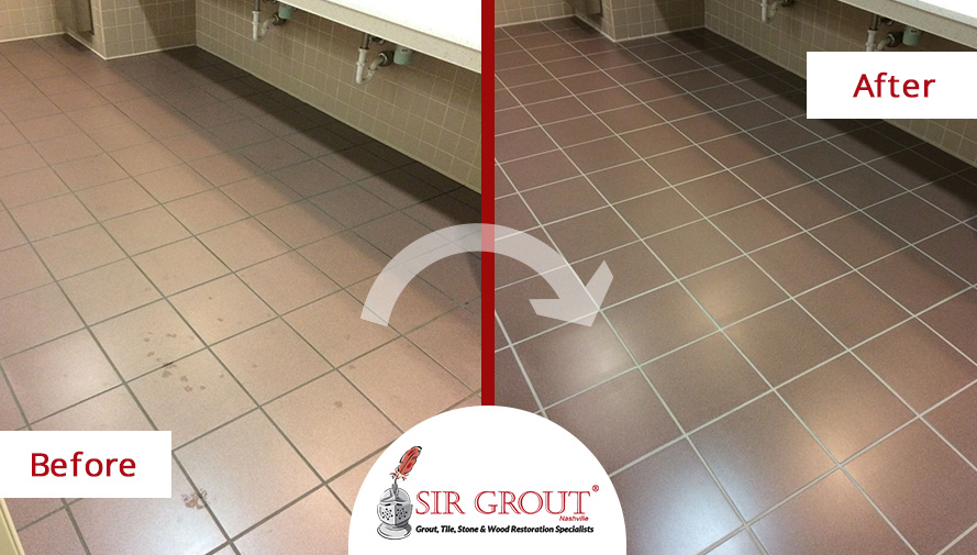 Before and After Picture of a Tile Cleaning Job in Murfreesboro, TN