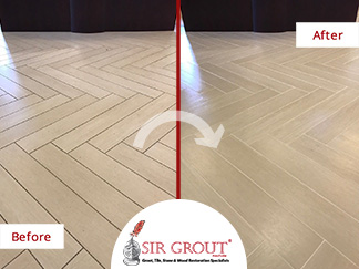 Before and After Picture of a Floor Grout Cleaning Service in Franklin, TN