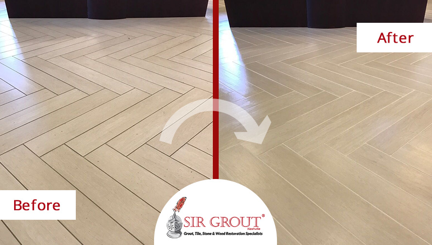 Before and After Picture of a Floor Grout Cleaning Service in Franklin, TN