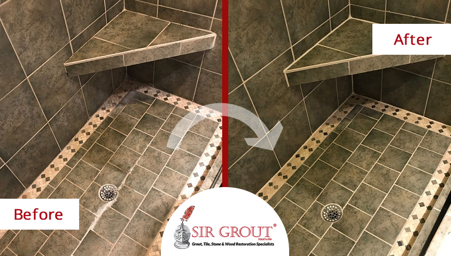 Before and After Picture of Tile Cleaning Service in Franklin, TN