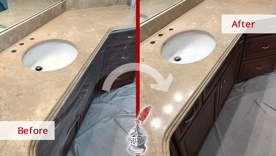 This Dull Vanity Top Got Its Shine Back After Our Stone Cleaning Service in Brentwood, TN