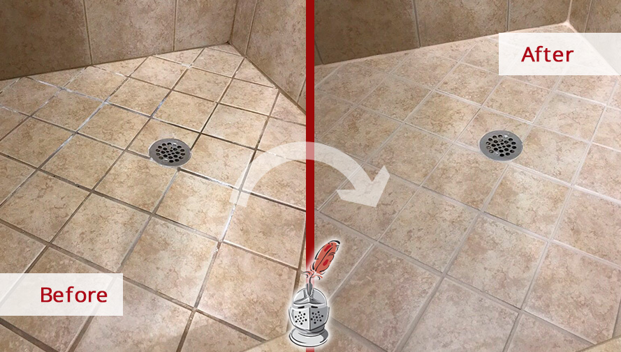 Before and After Picture of a Shower Grout Sealing in Murfreesboro, Tennessee