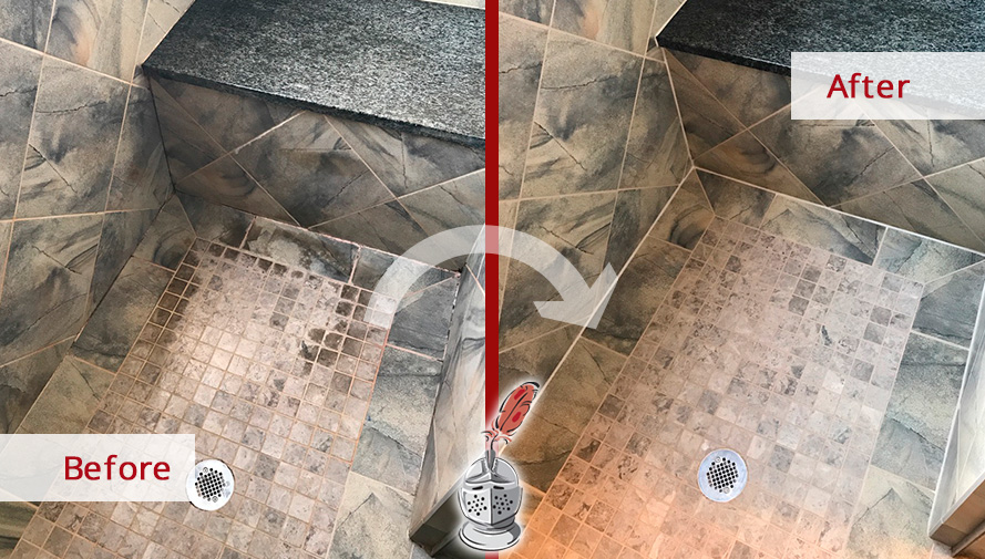 Before and After of a Tile Shower Grout Sealing in Murfreesboro, TN