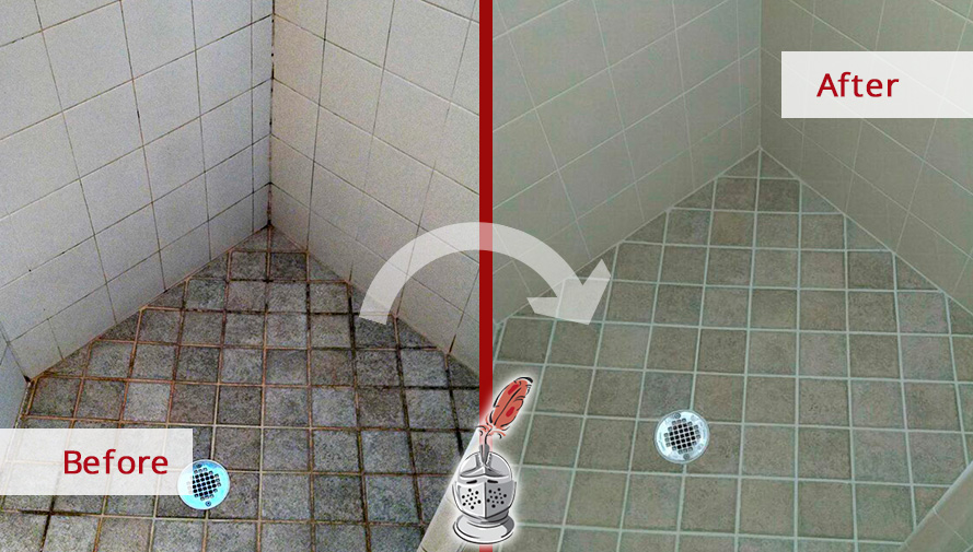 Before and After Picture of a Shower After Our Tile and Grout Cleaners Service in Spring Hill, TN