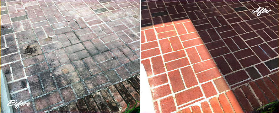 Brick Surface Before and After a Stone Sealing Process