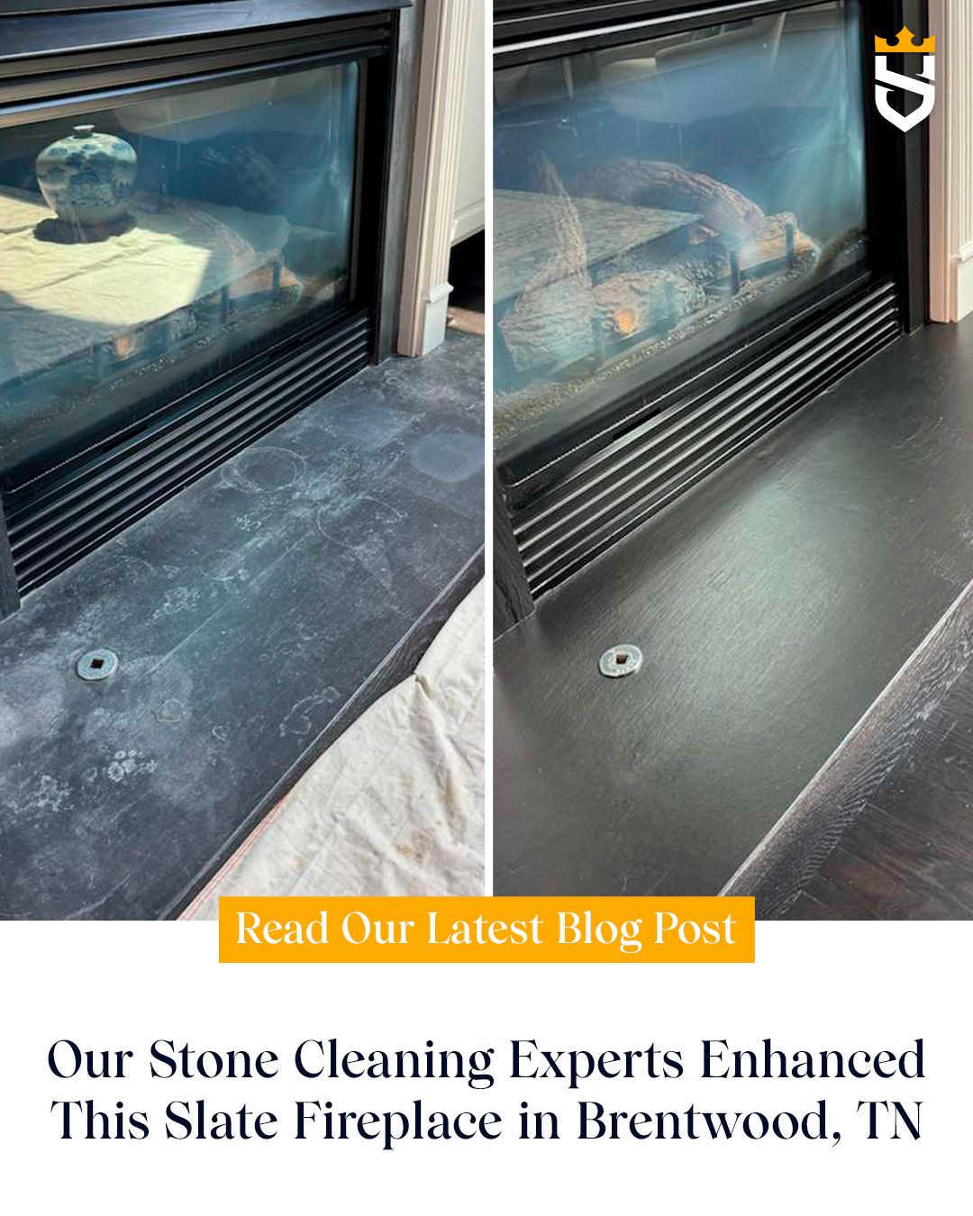 Our Stone Cleaning Experts Enhanced This Slate Fireplace in Brentwood, TN